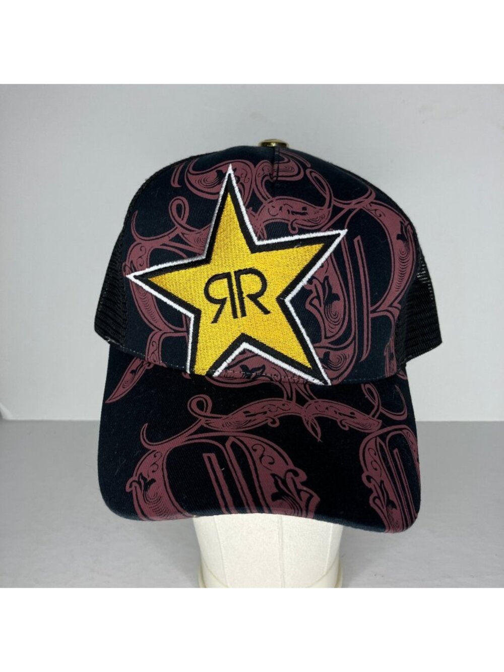Rockstar Energy Hat Men's Snapback Black Red Mesh Party Trucker Cap